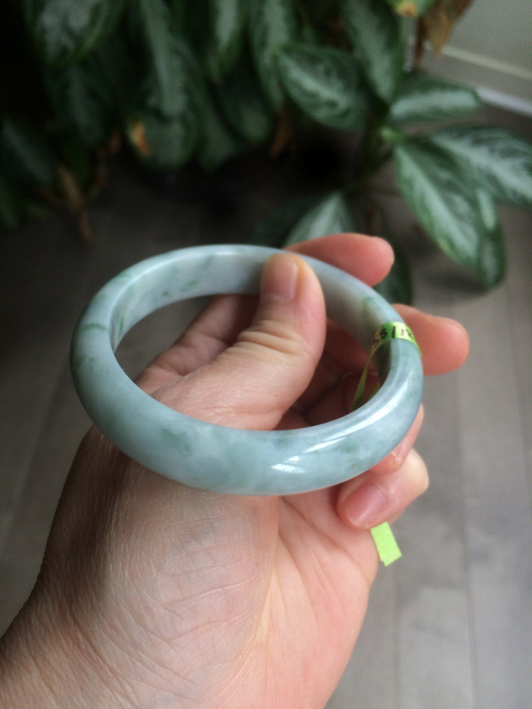 55mm Certified type A 100% Natural green/white Jadeite bangle KS74-1313