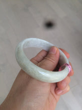 Load image into Gallery viewer, 56.8mm Type A 100% Natural light green/white Jadeite Jade bangle AQ46
