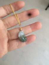 Load image into Gallery viewer, 100% natural type A icy watery jadeite jade green/white 3D PiXiu(貔貅) pendant necklace C30
