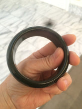 Load image into Gallery viewer, 56mm certified 100% Natural dark green/black nephrite Hetian Jade bangle HT4-0988
