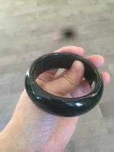 Load image into Gallery viewer, 56mm certified 100% Natural dark green/black nephrite Hetian Jade bangle HT4-0988

