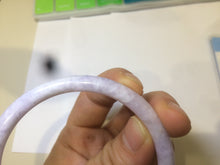 Load image into Gallery viewer, 56.5mm 100% natural certified light purple/white round cut jadeite jade bangle M58-0127
