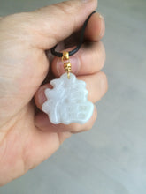 Load image into Gallery viewer, 100% Natural light green/white jadeite Jade blessed fortune pendant AF23
