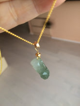 Load image into Gallery viewer, 100% natural type A icy watery jadeite jade green/white 3D PiXiu(貔貅) pendant necklace C30
