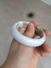 Load image into Gallery viewer, 55mm type A 100% Natural light purple white Jadeite Jade bangle AM1
