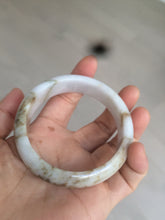 Load image into Gallery viewer, 55mm type A 100% Natural light purple white Jadeite Jade bangle AM1
