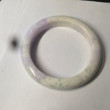 Load image into Gallery viewer, 56.6mm Certified Type A 100% Natural Sage Green/Thistle purple/cream beige Jadeite Jade bangle X107-0542
