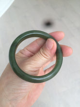 Load image into Gallery viewer, 50.5mm 100% Natural dark green/black nephrite Hetian Jade(碧玉)  bangle HT58
