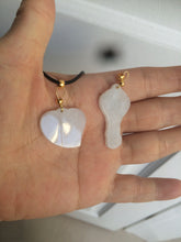 Load image into Gallery viewer, Type A 100% Natural white/light Purple Heart and key Jadeite Jade Pendant AF34
