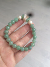 Load image into Gallery viewer, 8mm Certified 100% natural green aventurine jade (东陵玉)/pink pearl/quartzite mystical forest bracelet CB4
