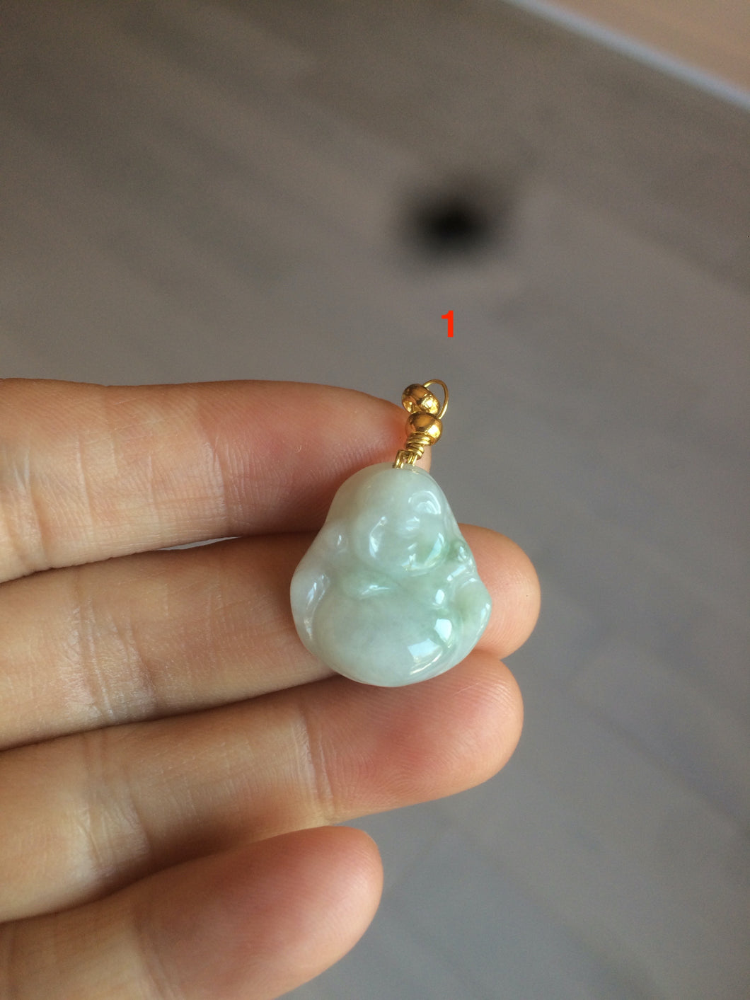 100% Natural type A green/white small happy buddha jadeite Jade pendant necklace group AF33