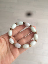 Load image into Gallery viewer, 13x10mm 100% natural type A green jadeite jade olive shape(LU LU TONG) beads bracelet C33

