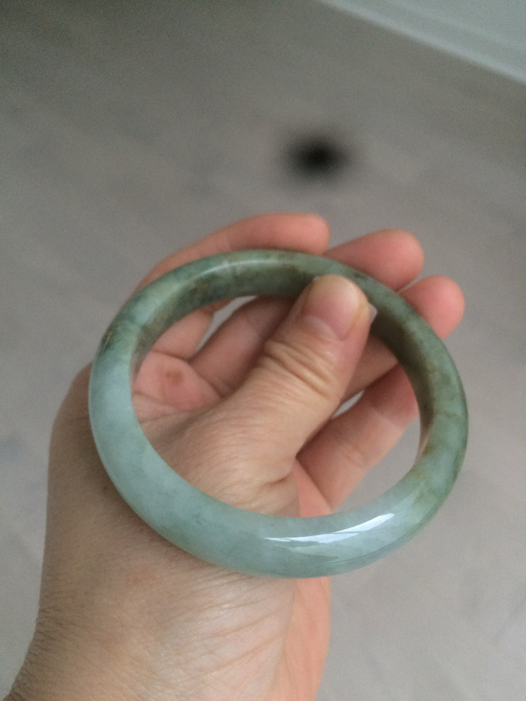 56.7mm certified 100% natural type A green/yellow jadeite jade bangle AC67-2737