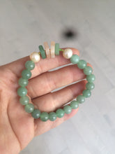 Load image into Gallery viewer, 8mm Certified 100% natural green aventurine jade (东陵玉)/pink pearl/quartzite mystical forest bracelet CB4
