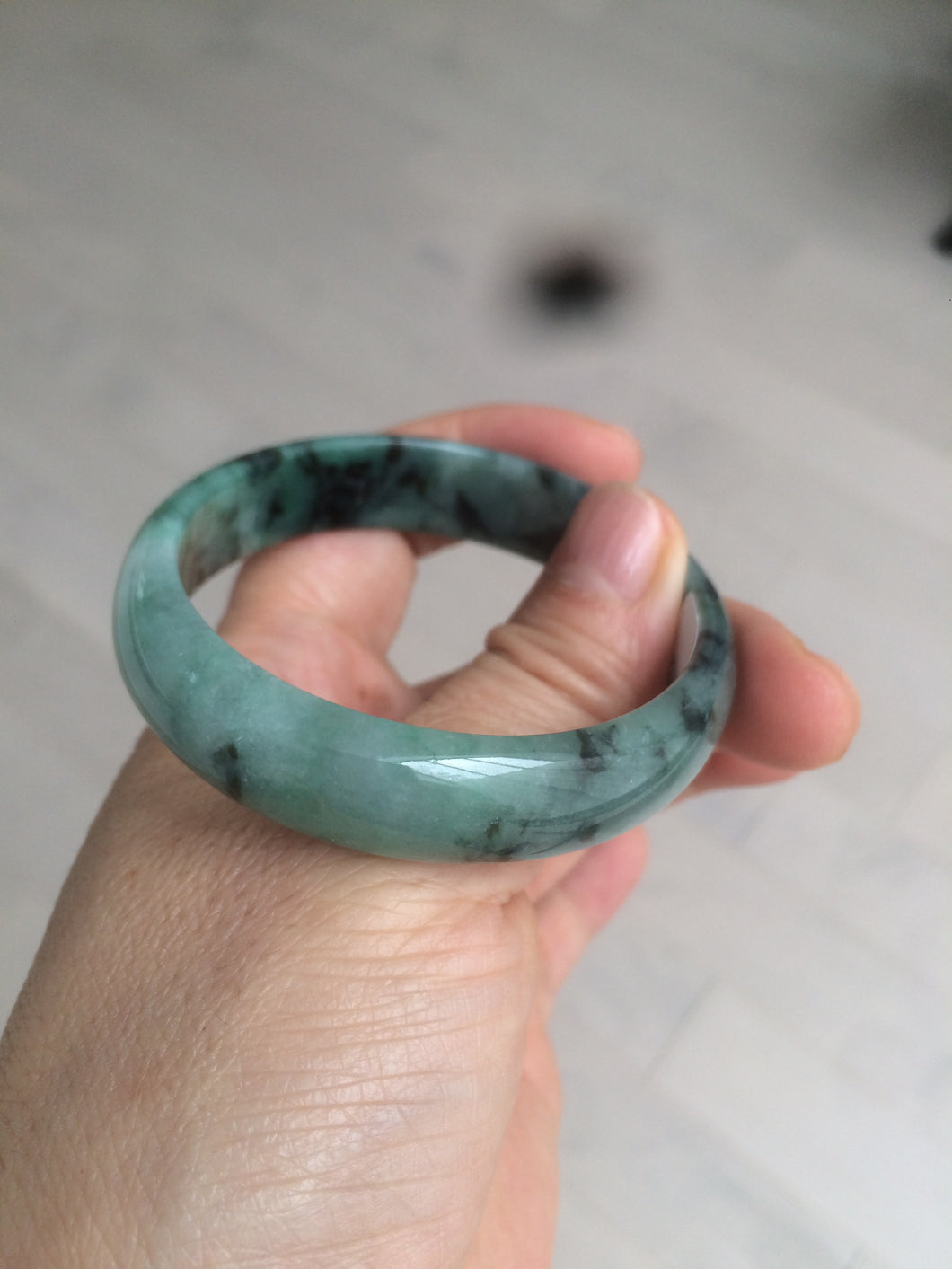 51mm certified Type A 100% Natural green/blue oval Jadeite Jade bangle AQ41-2254