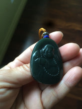 Load image into Gallery viewer, 100% Natural dark green happy buddha nephrite Jade pendant Group KP-1,2,3,4
