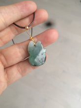 Load image into Gallery viewer, 100% natural type A dark green/black jadeite jade fox pendant necklace C34
