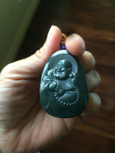 Load image into Gallery viewer, 100% Natural dark green happy buddha nephrite Jade pendant Group KP-1,2,3,4
