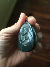 Load image into Gallery viewer, 100% Natural dark green happy buddha nephrite Jade pendant Group KP-1,2,3,4
