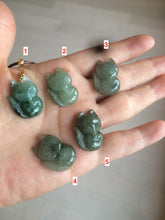 Load image into Gallery viewer, 100% natural type A dark green/black jadeite jade fox pendant necklace C34
