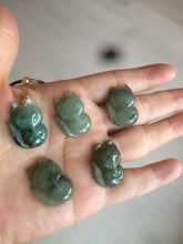 Load image into Gallery viewer, 100% natural type A dark green/black jadeite jade fox pendant necklace C34
