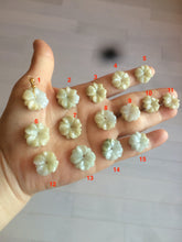 Load image into Gallery viewer, Type A 100Natural 3D light yellow/white jadeite Jade Hawaii flower Pendant necklace AF32
