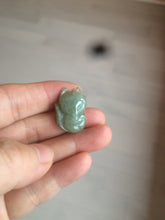 Load image into Gallery viewer, 100% natural type A dark green/black jadeite jade fox pendant necklace C34
