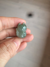 Load image into Gallery viewer, 100% natural type A dark green/black jadeite jade fox pendant necklace C34
