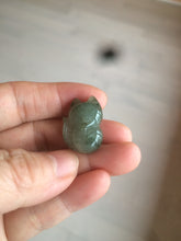 Load image into Gallery viewer, 100% natural type A dark green/black jadeite jade fox pendant necklace C34
