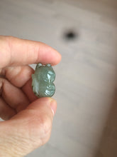 Load image into Gallery viewer, 100% natural type A dark green/black jadeite jade fox pendant necklace C34
