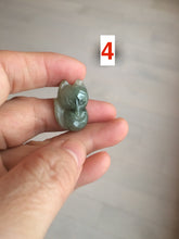 Load image into Gallery viewer, 100% natural type A dark green/black jadeite jade fox pendant necklace C34
