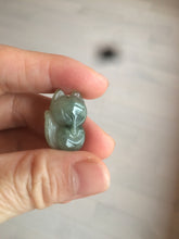 Load image into Gallery viewer, 100% natural type A dark green/black jadeite jade fox pendant necklace C34
