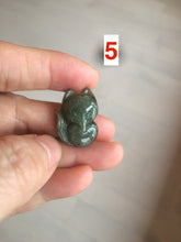 Load image into Gallery viewer, 100% natural type A dark green/black jadeite jade fox pendant necklace C34
