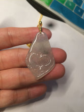 Load image into Gallery viewer, 100% Natural super icy watery light green concentric hearts/pinky promise jadeite Jade pendant necklace AB81-4359 Best gift for valentines!
