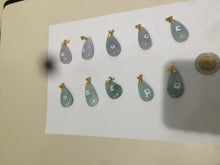 Load image into Gallery viewer, 100% natural icy watery green/purple type A jadeite jade water drop pendant necklace group AD23
