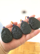 Load image into Gallery viewer, 100% Natural dark green happy buddha nephrite Jade pendant Group KP-1,2,3,4
