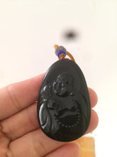 Load image into Gallery viewer, 100% Natural dark green happy buddha nephrite Jade pendant Group KP-1,2,3,4
