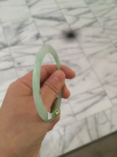 Load image into Gallery viewer, 56.9mm Certified Type A 100% Natural icy sunny green super thin style Jadeite bangle U59-6989
