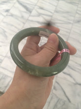 Load image into Gallery viewer, 57.4mm certified dark green/gray/ round cut Hetian nephrite jade bangle F69-6454
