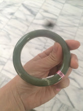 Load image into Gallery viewer, 57.4mm certified dark green/gray/ round cut Hetian nephrite jade bangle F69-6454
