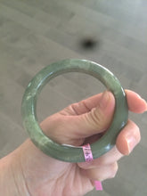 Load image into Gallery viewer, 57.4mm certified dark green/gray/ round cut Hetian nephrite jade bangle F69-6454
