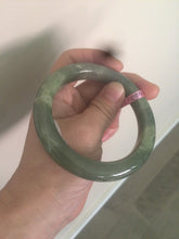 Load image into Gallery viewer, 57.4mm certified dark green/gray/ round cut Hetian nephrite jade bangle F69-6454
