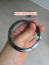 Load image into Gallery viewer, 56mm Type A 100% Natural black white (乌鸡翡翠) flat thin Jadeite Jade bangle H157
