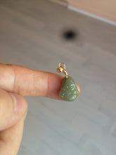 Load image into Gallery viewer, 100% Natural type A dark green/brown small happy buddha (拇指佛) jadeite Jade beads AF29
