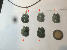 Load image into Gallery viewer, 100% natural type A dark green/black jadeite jade fox pendant necklace C34
