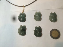 Load image into Gallery viewer, 100% natural type A dark green/black jadeite jade fox pendant necklace C34
