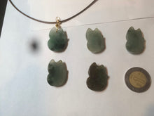 Load image into Gallery viewer, 100% natural type A dark green/black jadeite jade fox pendant necklace C34
