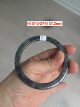 Load image into Gallery viewer, 56mm Type A 100% Natural black white (乌鸡翡翠) flat thin Jadeite Jade bangle H157
