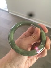 Load image into Gallery viewer, 57.4mm certified dark green/gray/ round cut Hetian nephrite jade bangle F69-6454
