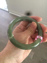 Load image into Gallery viewer, 57.4mm certified dark green/gray/ round cut Hetian nephrite jade bangle F69-6454
